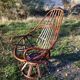 Fauteuil vintage pivotant en bambou et rotin