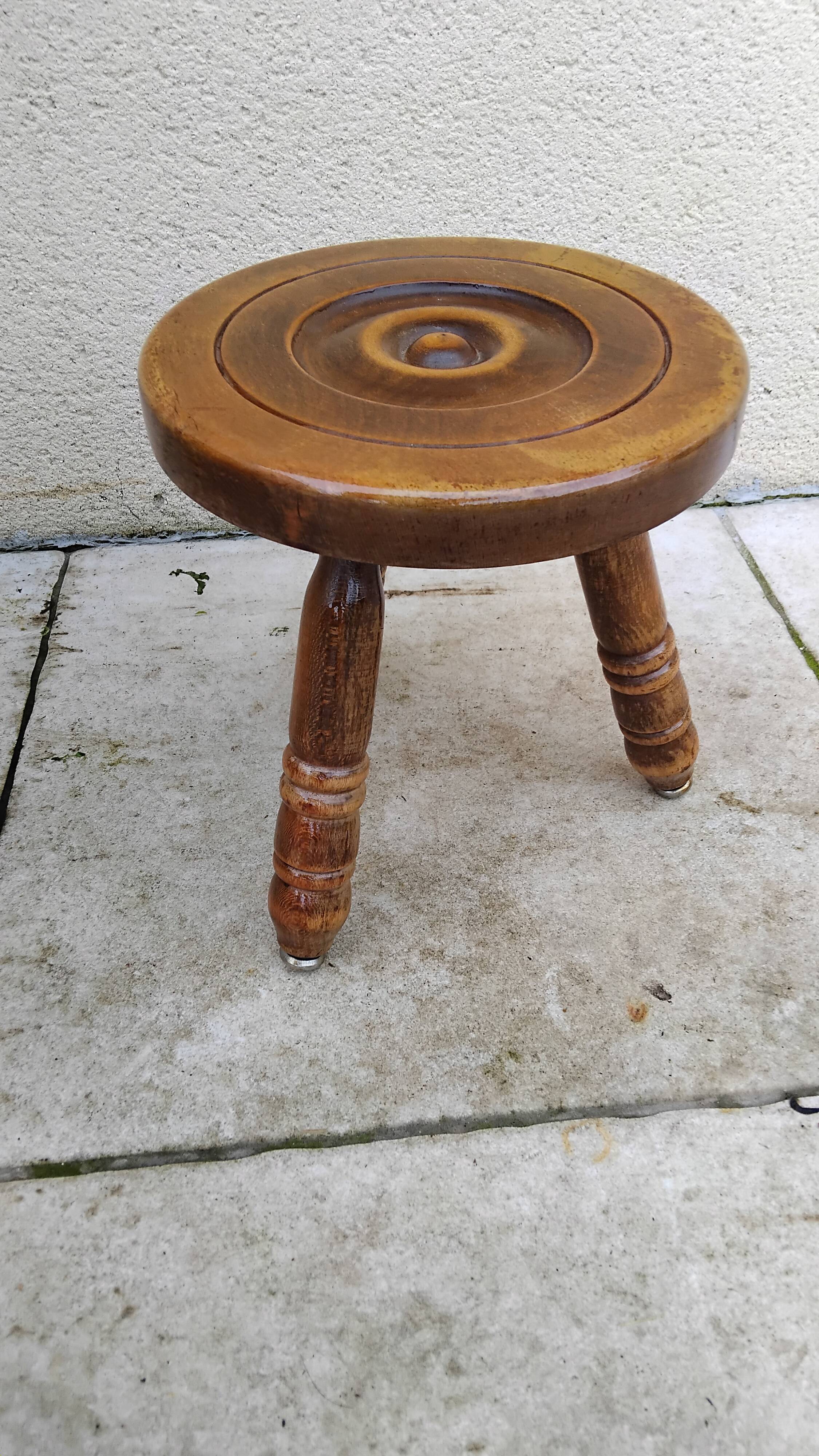 Small low vintage wooden stool