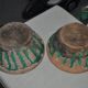 Set de 2 bols mid-century en grès marron et vert, patine rustique