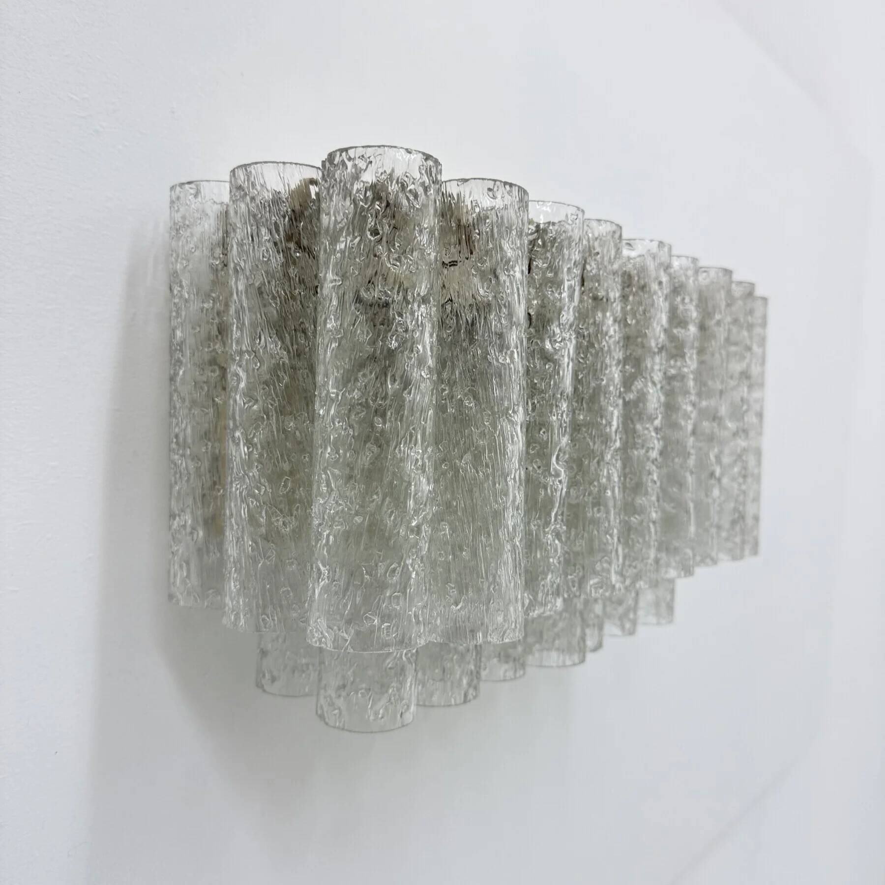 Doria Leuchten ice glass tube wall lamp, 1970s