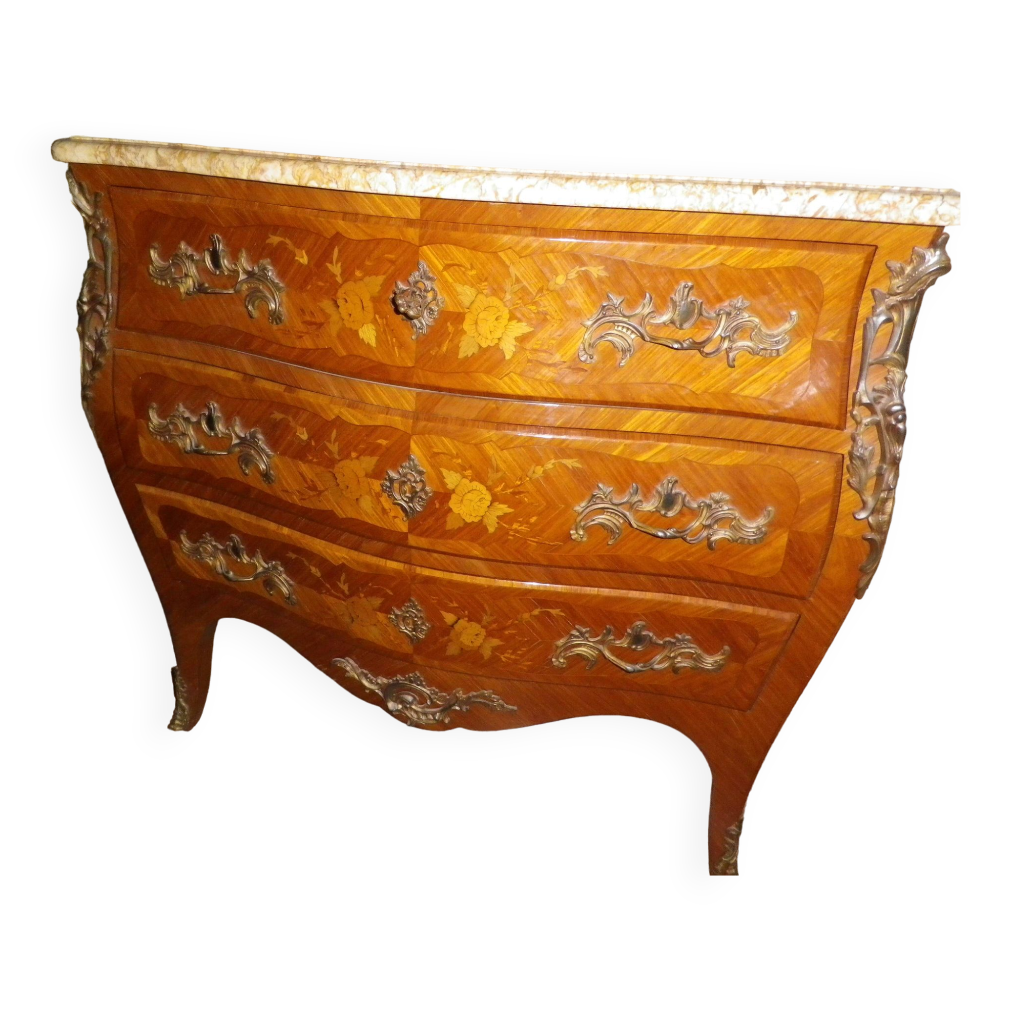 Louis XV style inlaid chest of drawers
