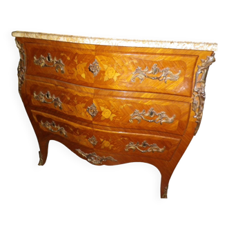 Louis xv style inlaid chest of drawers