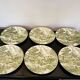 Set of 6 flat plates english style Lunéville verte