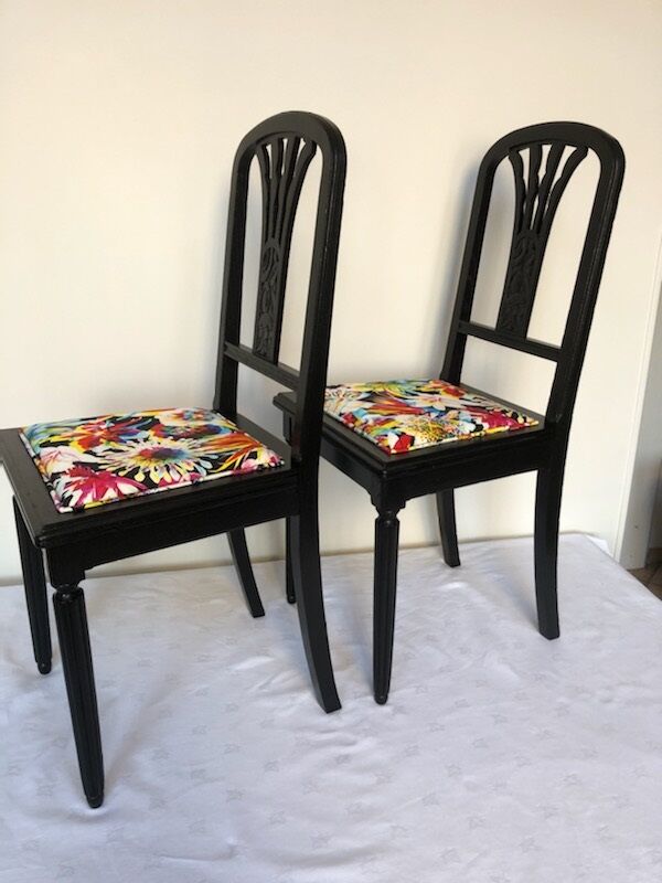 Art deco chairs jean paul gaultier fabric