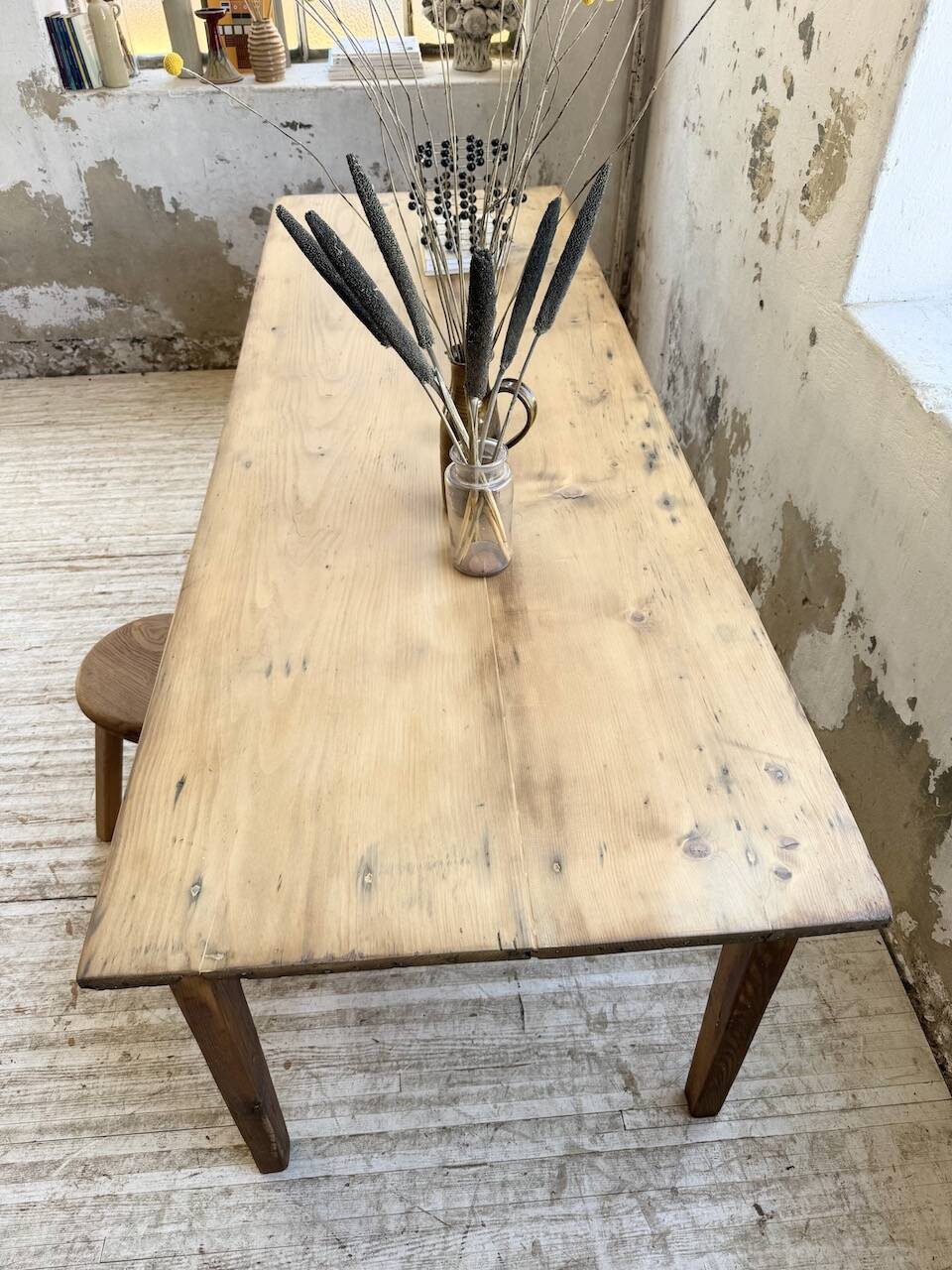 1950s pine farmhouse table 220cm