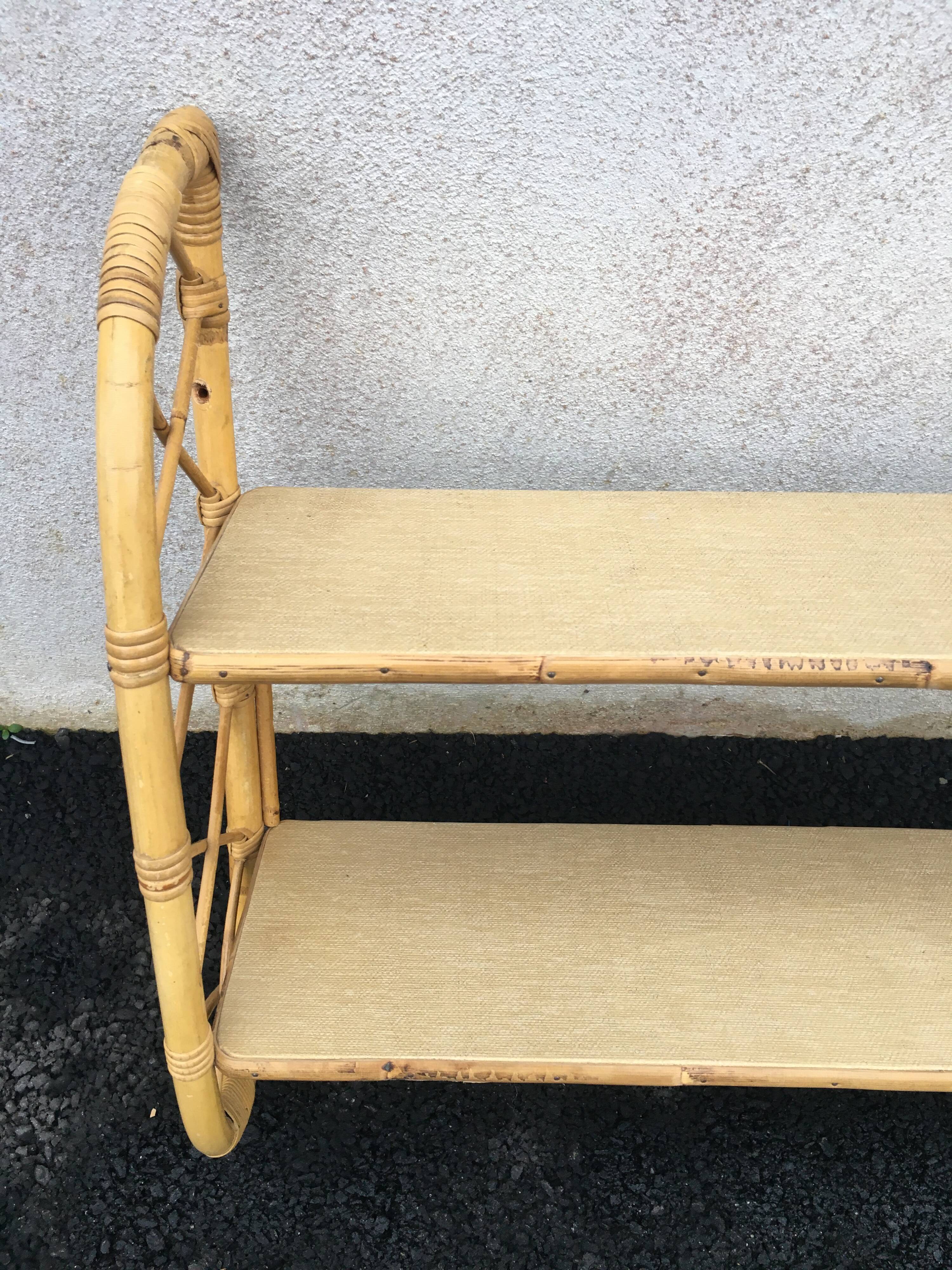60'S rattan wall shelf