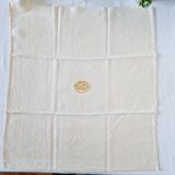 6 Serviettes en tissu de coton avec anagramme "GB", jaune clair, broderie damassée.