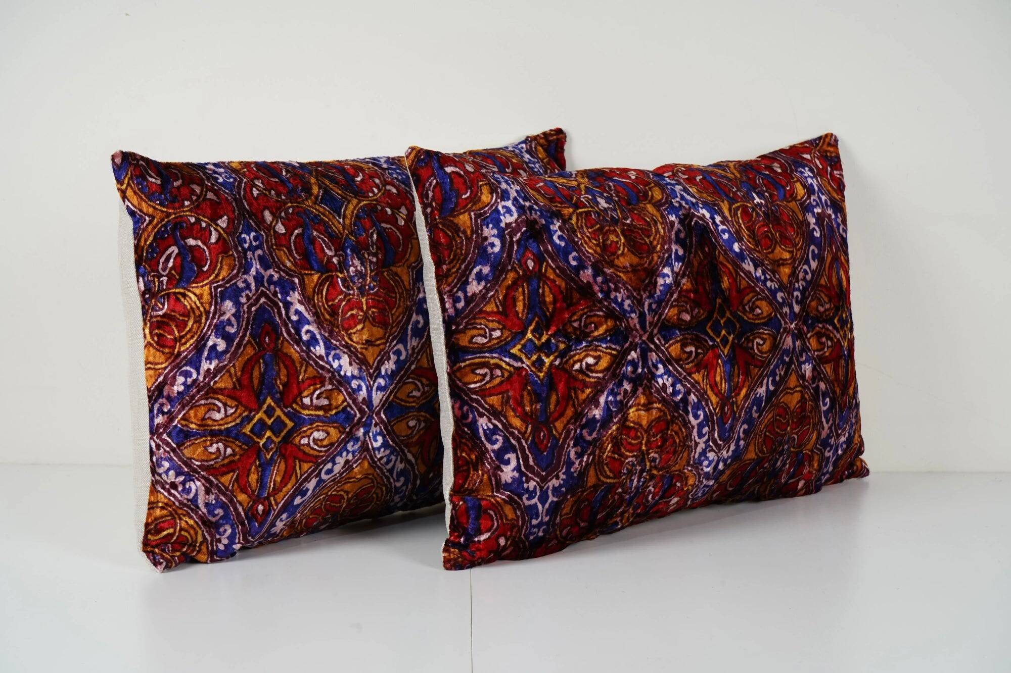 Set of 2 vintage velvet cushion covers 41x61 cm