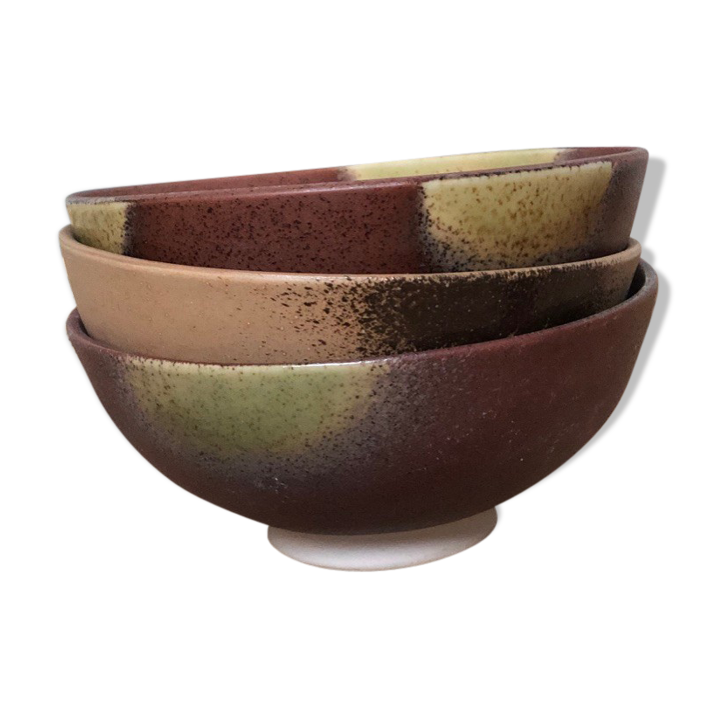 Trio ceramic style bowls brown earth