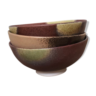 Trio bols style céramique terre marron