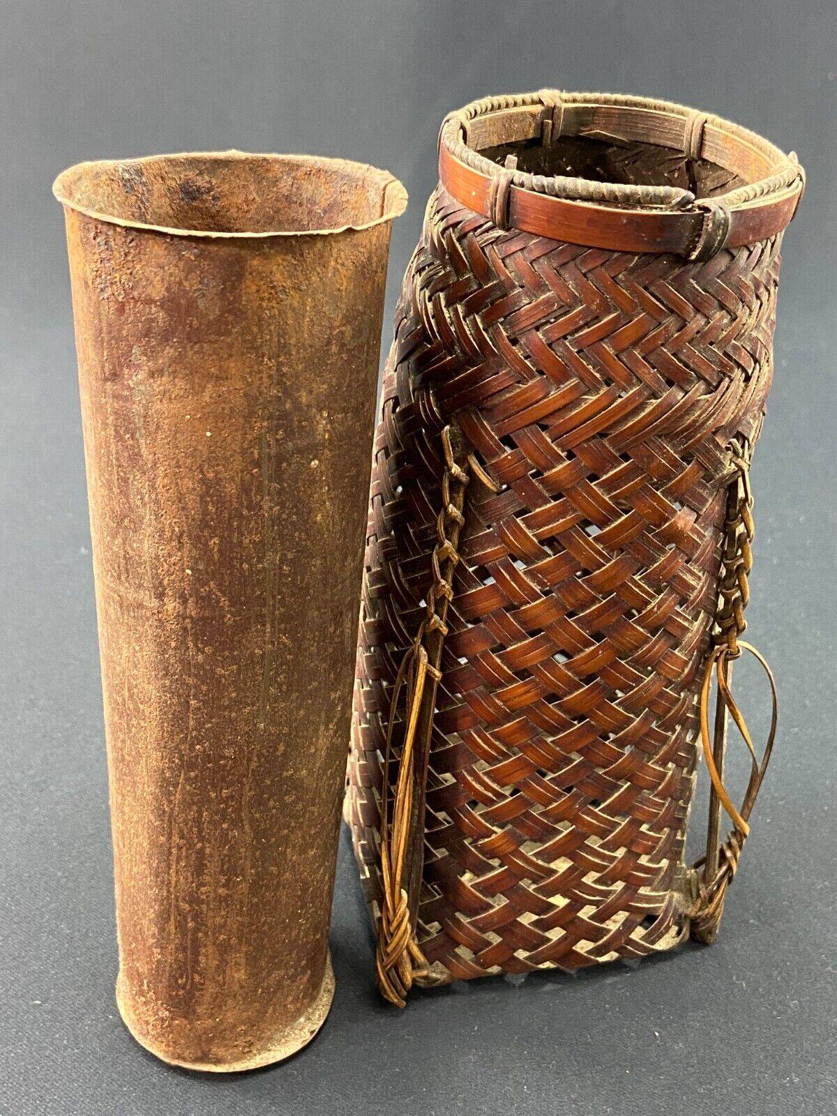 Hanakago vase in woven bamboo for Ikebana Japan late 19th century