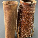 Hanakago vase in woven bamboo for Ikebana Japan late 19th century