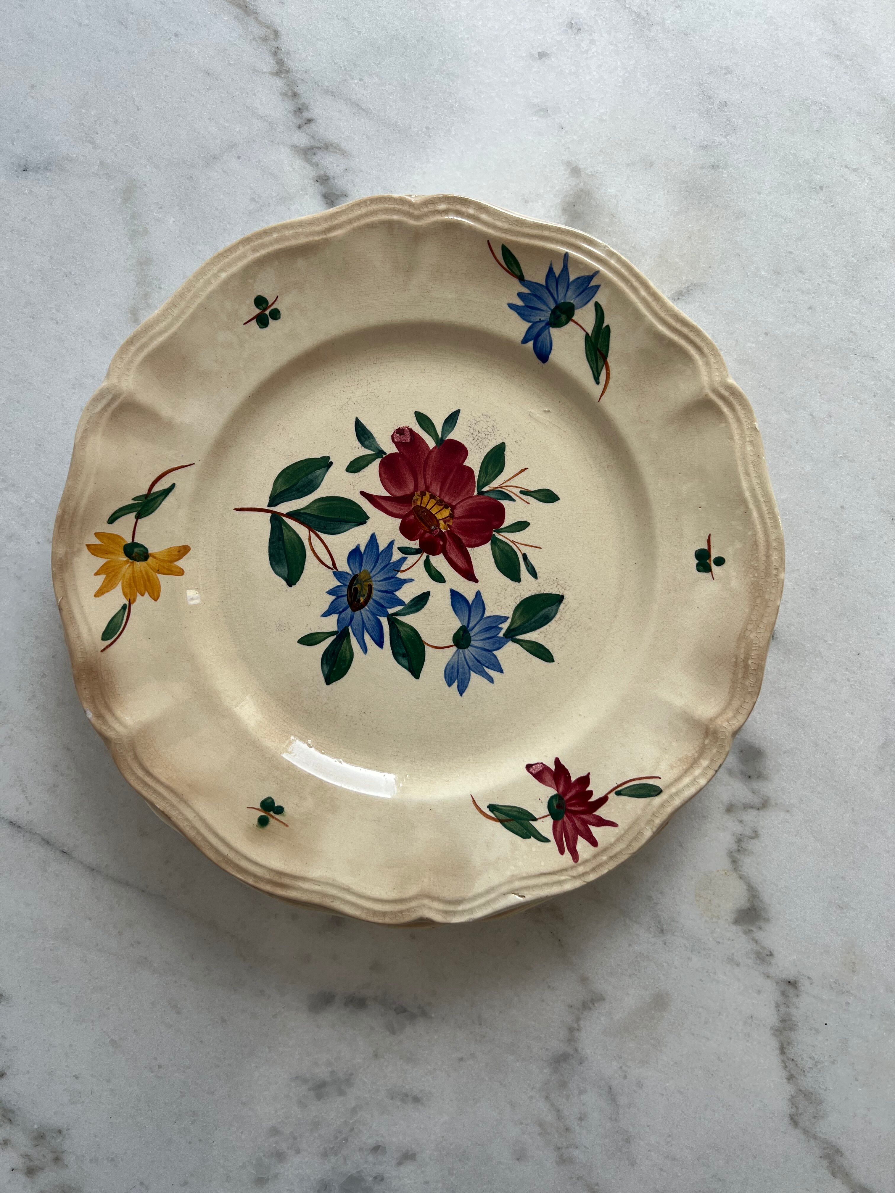 Set of 6 small flat plates Sarreguemines