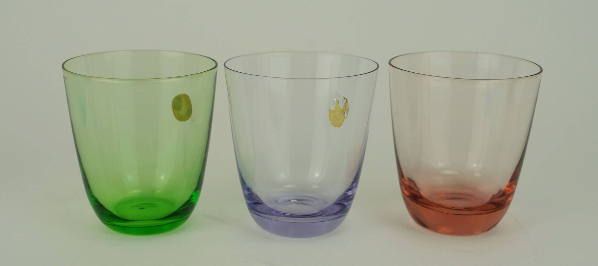 6 mid century GLASSES 1950s 60s colored glass WMF crystal glass