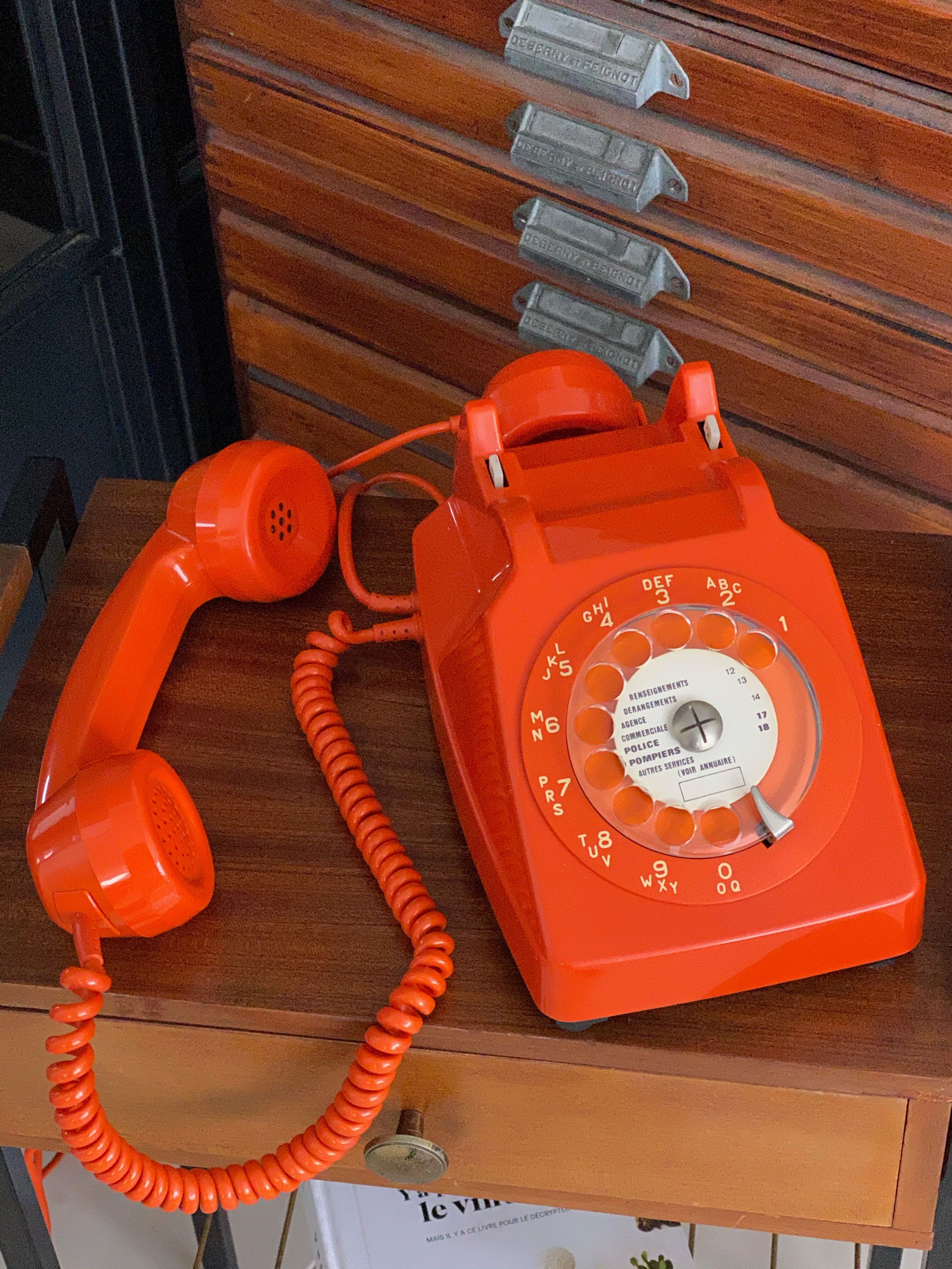 Vintage orange dial phone
