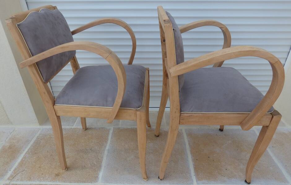 2 chic mustache bridge armchairs from the 50s, fully restored