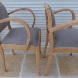 2 chic mustache bridge armchairs from the 50s, fully restored