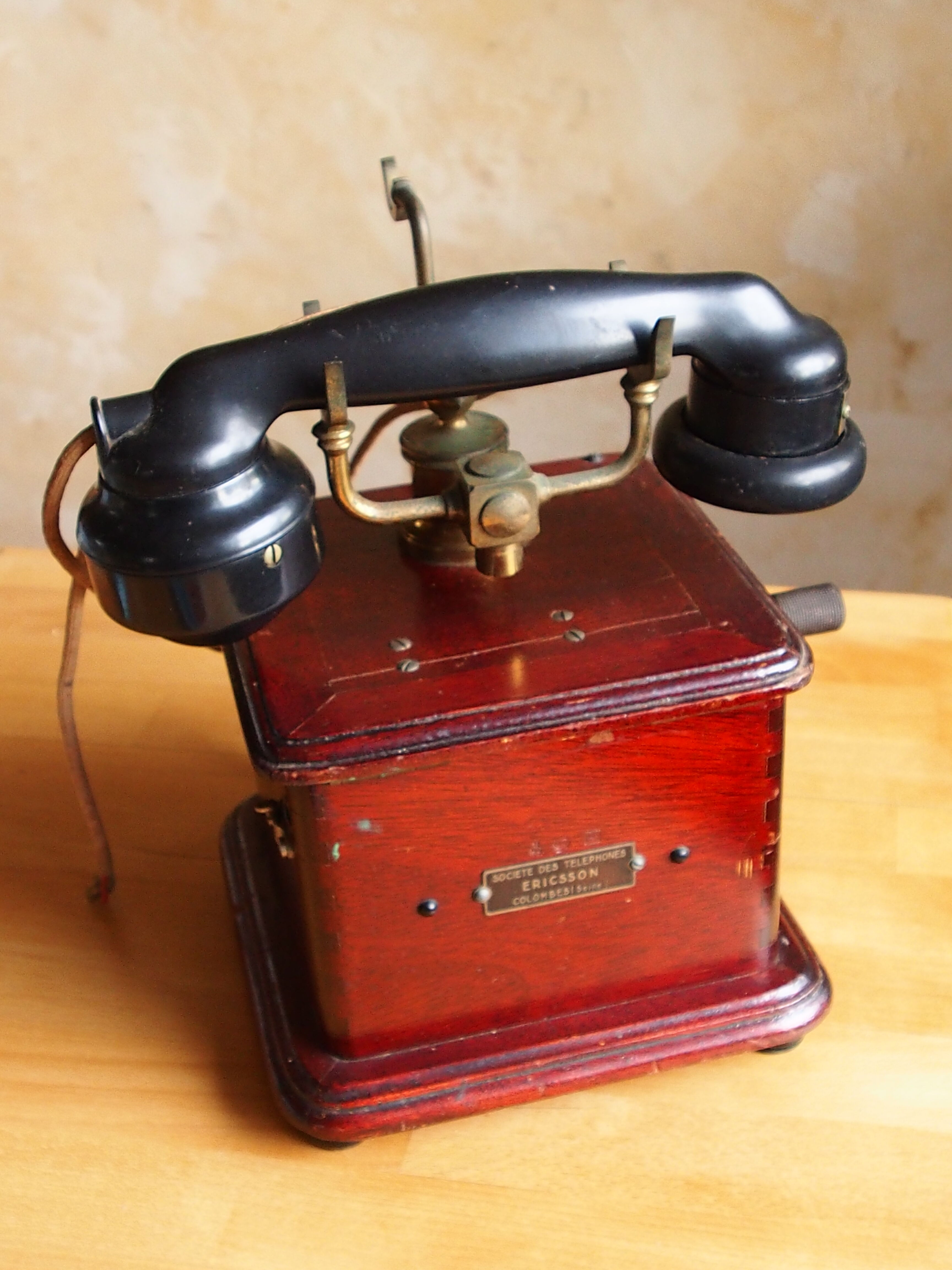 Ericsson antique telephone in wood and bakelite