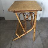 Table de chevet en rotin vintage