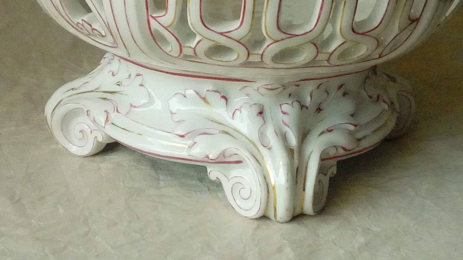 Old paris openwork porcelain fruit bowl 19th century charles x period