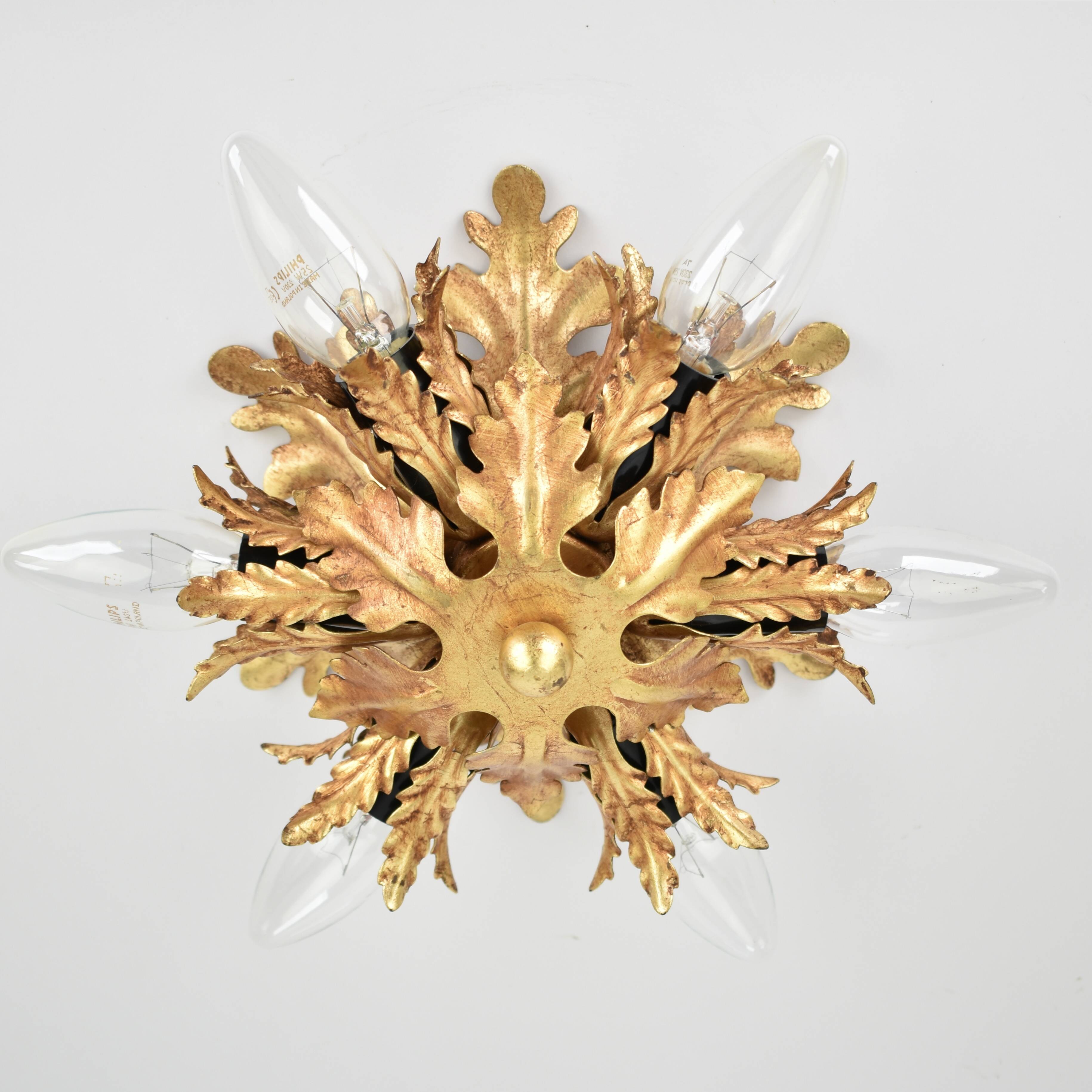 Mid century palm leaf flush mount by Banci Firenze