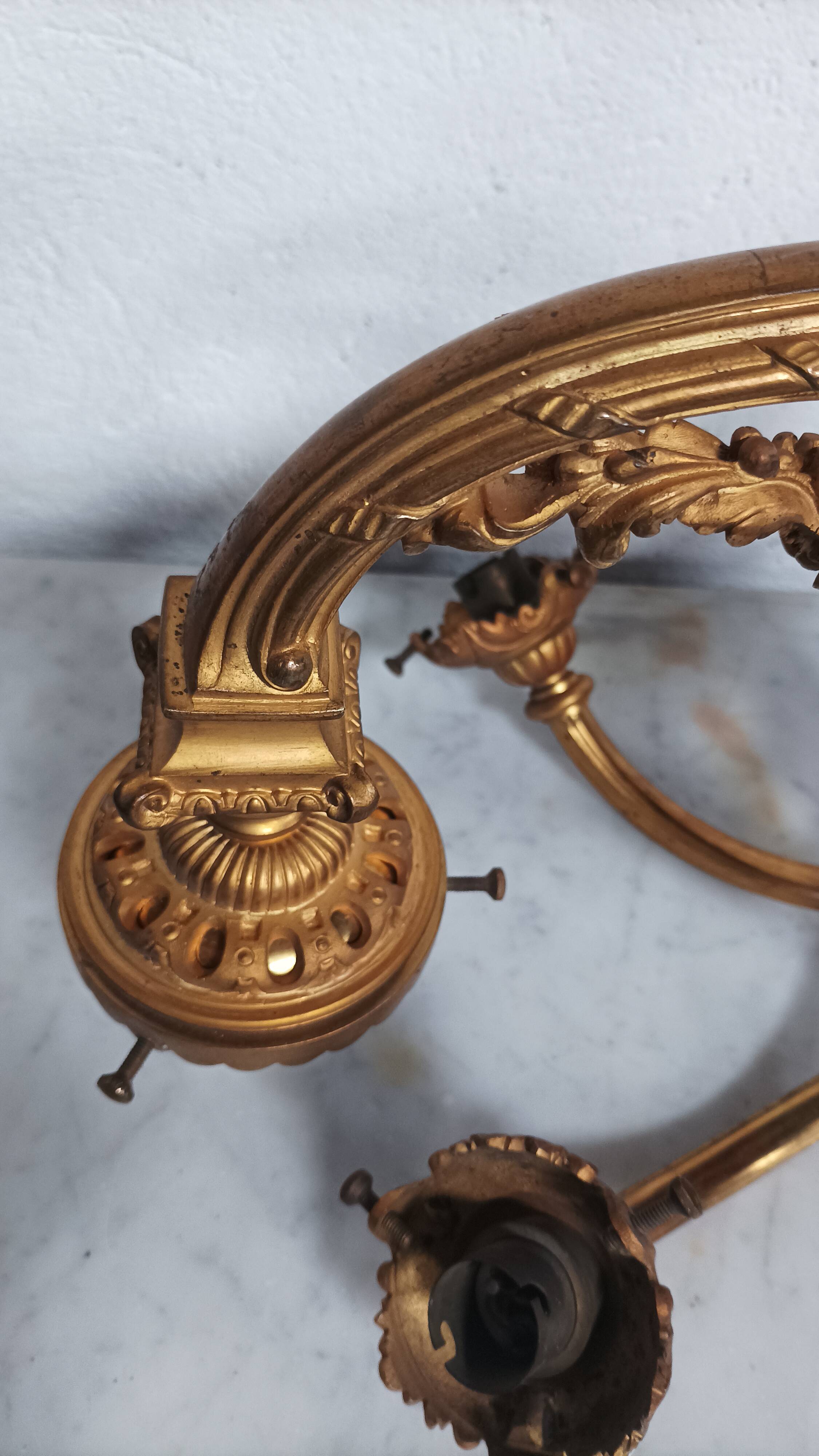 Pair of large Napoleon III bronze wall lights