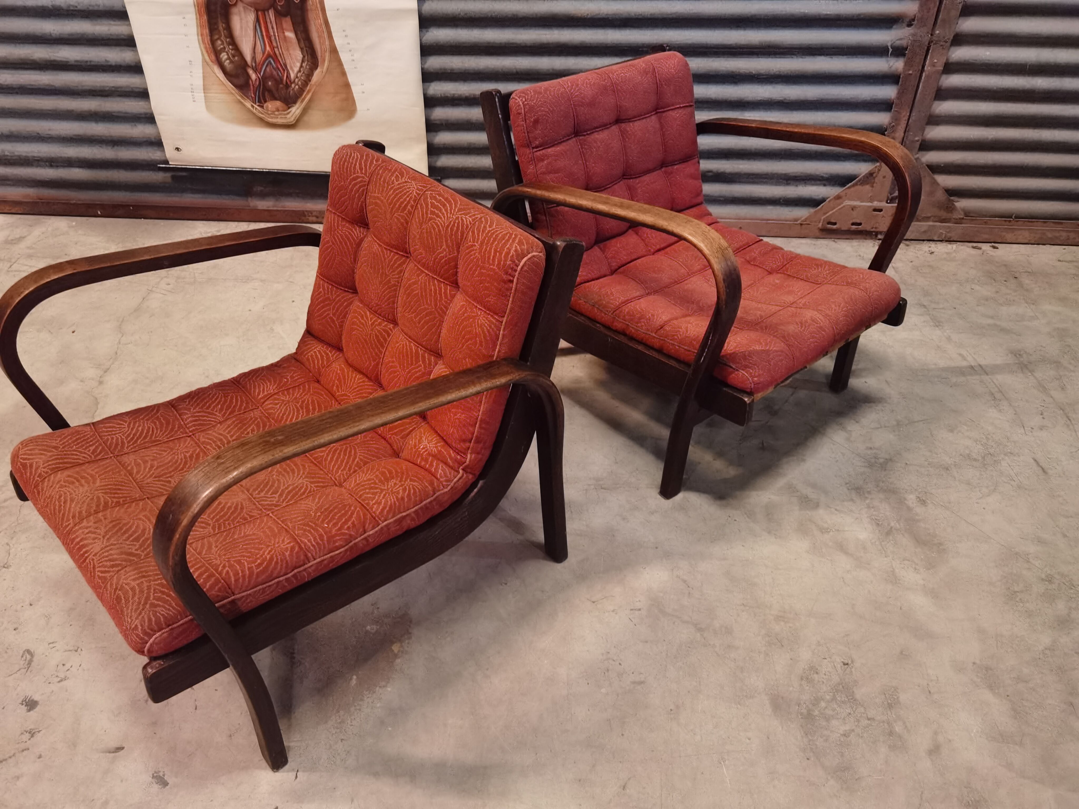 Pair of armchairs by Karel Kozelka and Antonin Kropacek