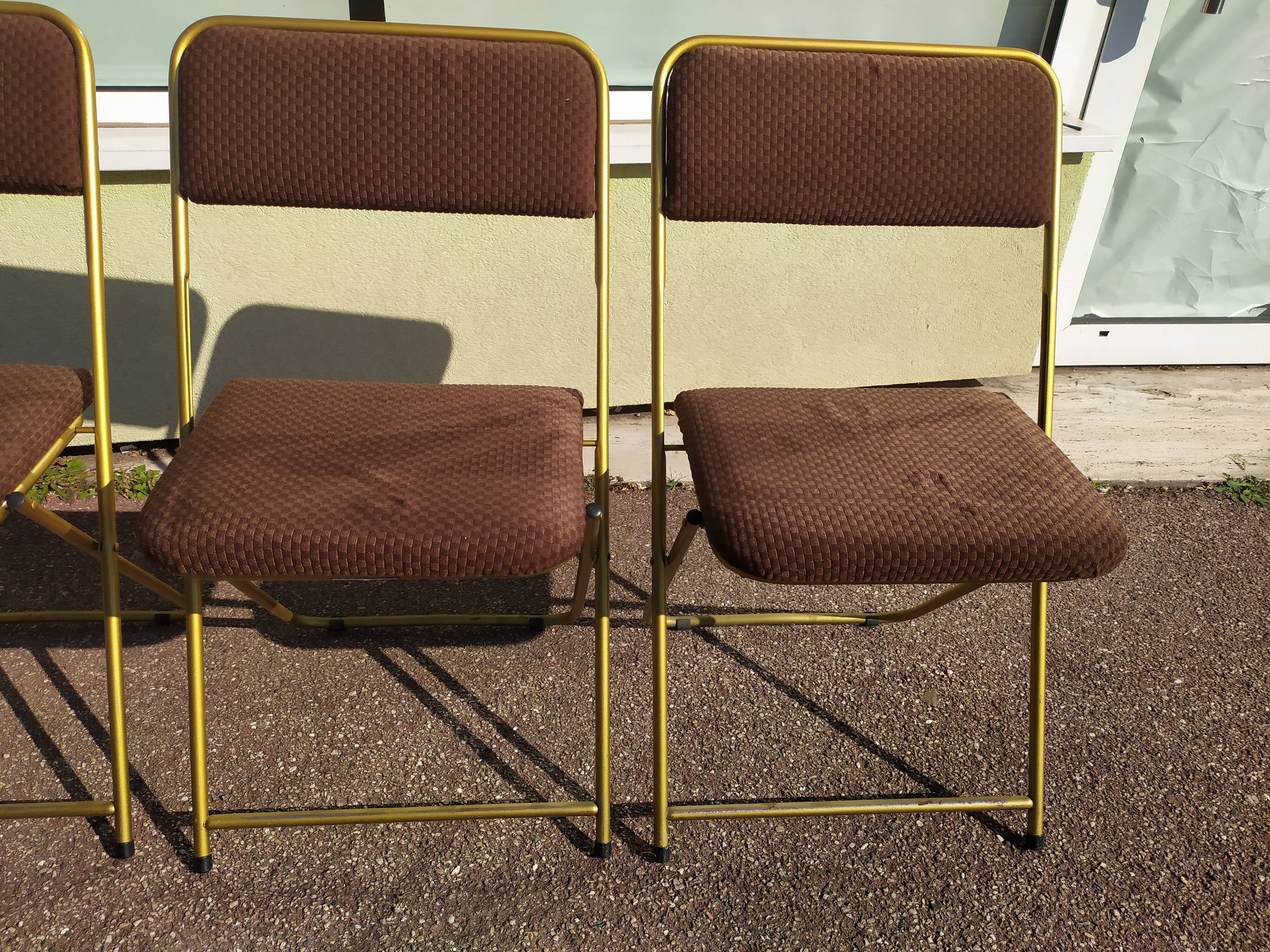 Lot de 4 chaise lafuma pliante damier marron doré