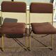 Lot de 4 chaise lafuma pliante damier marron doré