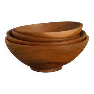 Handmade Akacia Wood Bowls, Set of 4