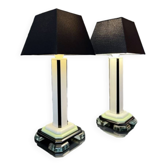 Modernist Art Deco lamps in opaline - 20th century lighting - Modern Design