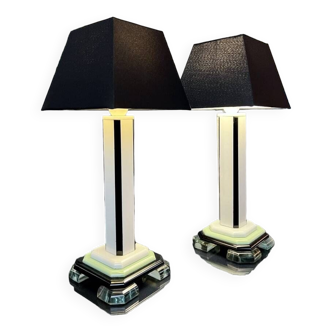 Lampes Art Déco moderniste en opaline - Luminaires XXe siècle - Design Moderne