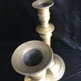 Pair of candlesticks, art nouveau, golden bronze
