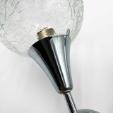 Pair of Space Age wall lights with cracked glass and chrome