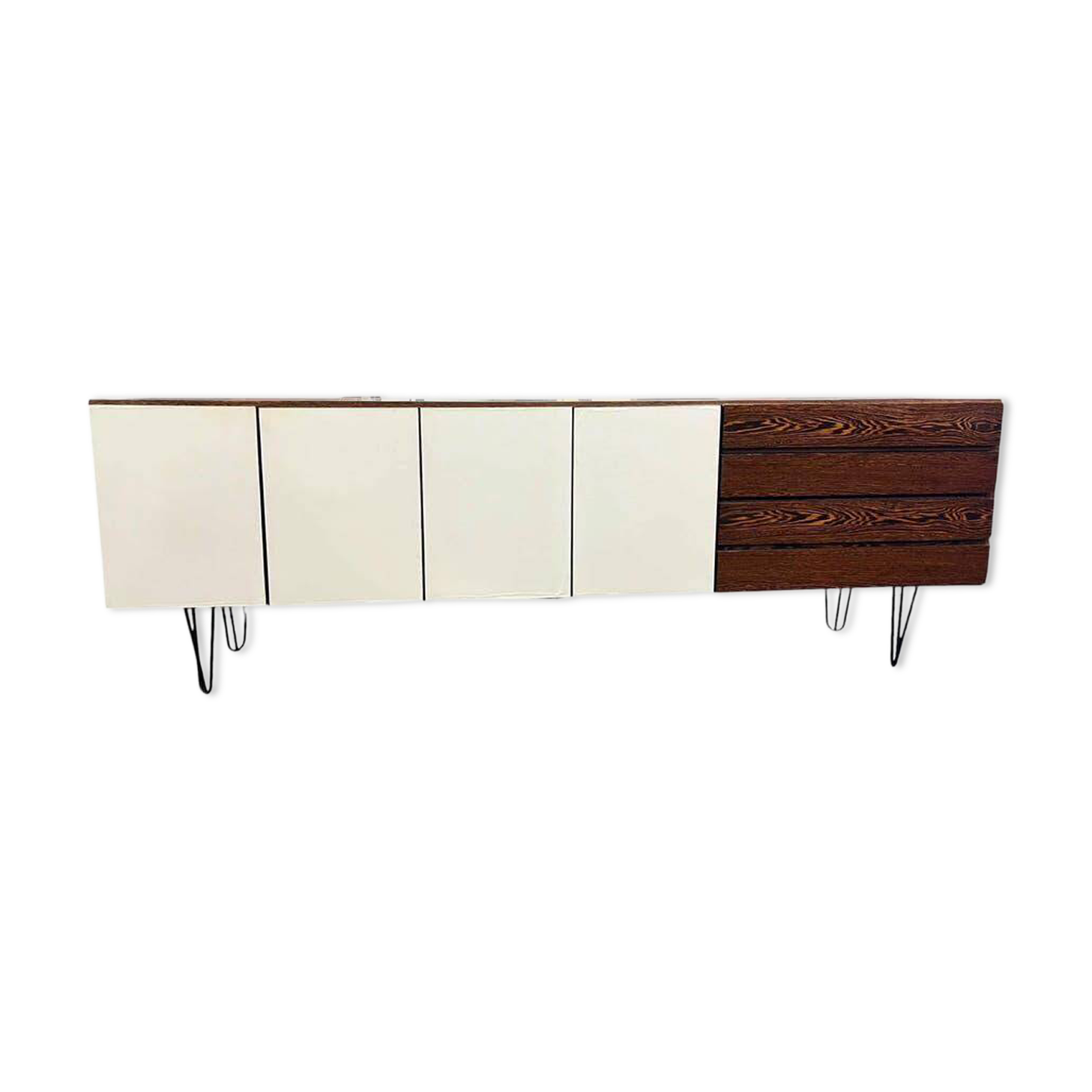 Vintage XL buffet/sofa bed on 'Enro Fabry' hairpin legs.