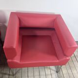 Vintage 1970s round metal and smoked glass table