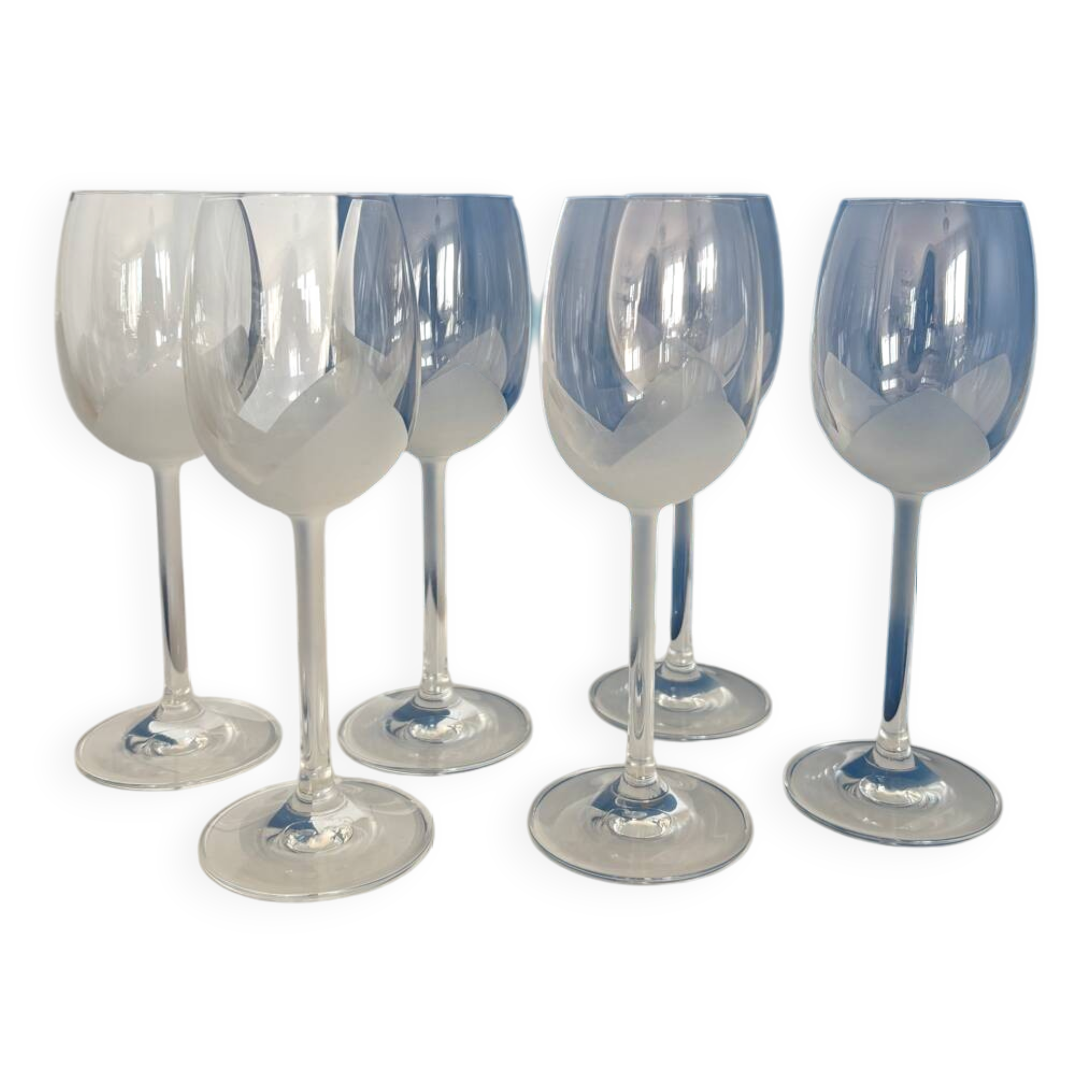 Set of 6 vintage crystal wine glasses - empoli tulip frosted stemware