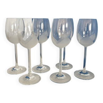 Set de 6 verres à vin en cristal vintage - Verres à pied Empoli tulipe givrée