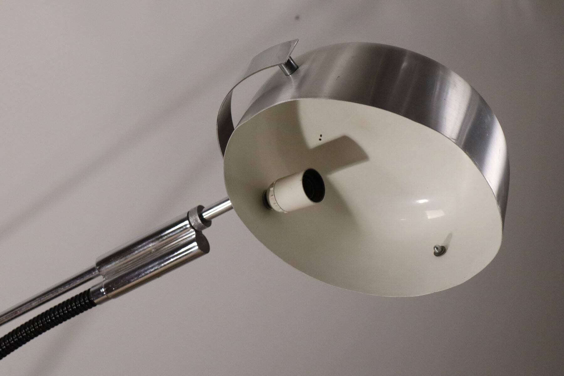 Vintage arc floor lamp with a chrome metal balance, 1970.