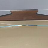 Pair of Walnut Nightstands with Golden Back-Painted Glass Top, Italy