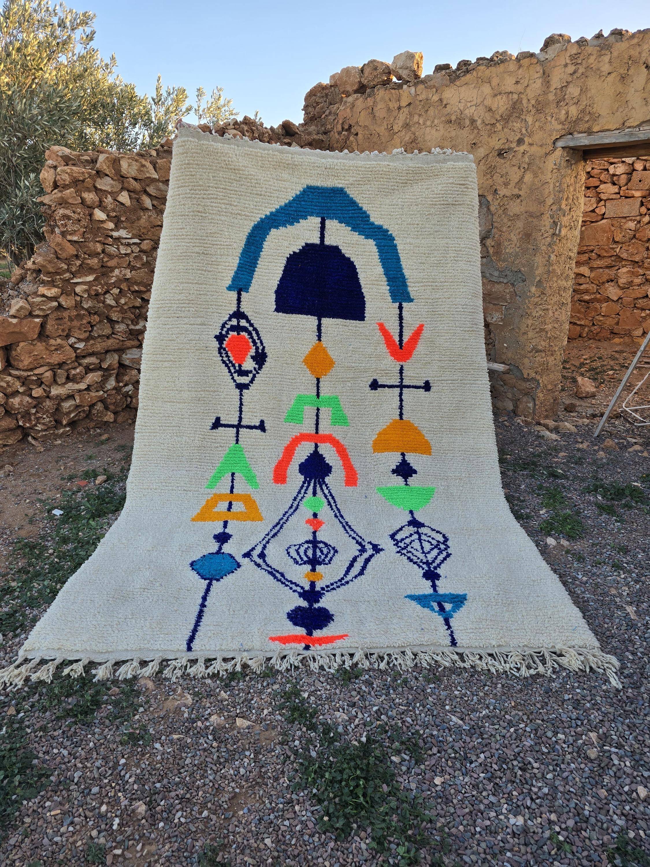 Handmade natural Berber rug 3x2 m