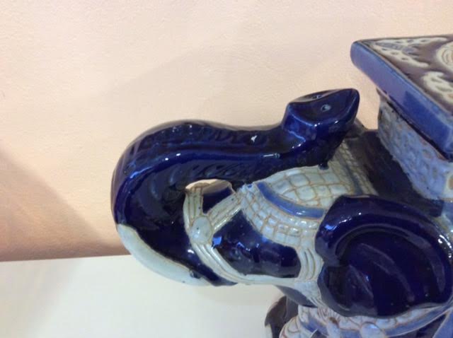 Blue ceramic elephant