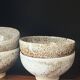 Set of 4 hand-turned glazed ceramic bowls