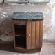 Art Deco nightstand, bedside table in wood and black marble, side table