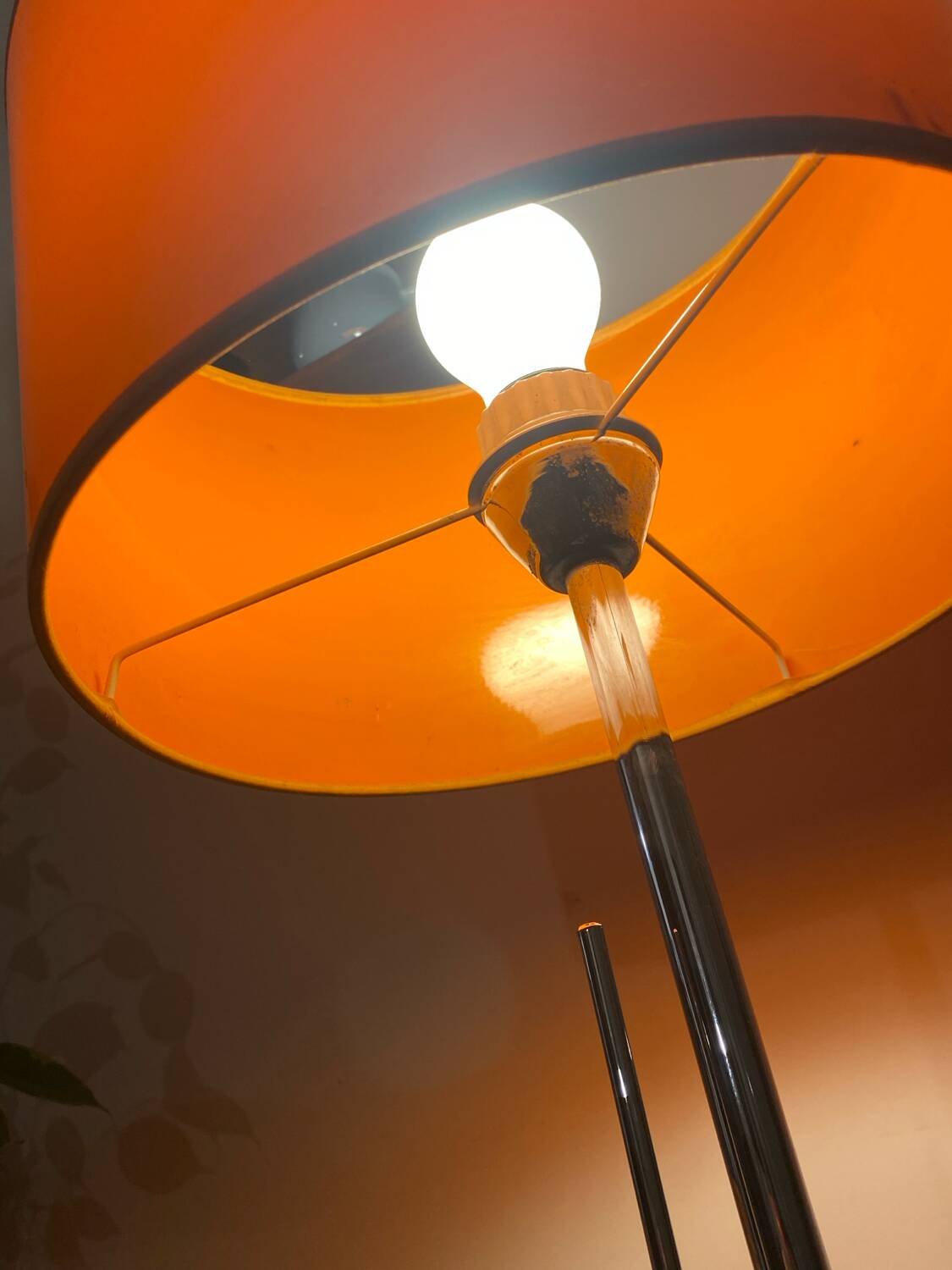 Vintage orange Space Age floor lamp from the 1970s