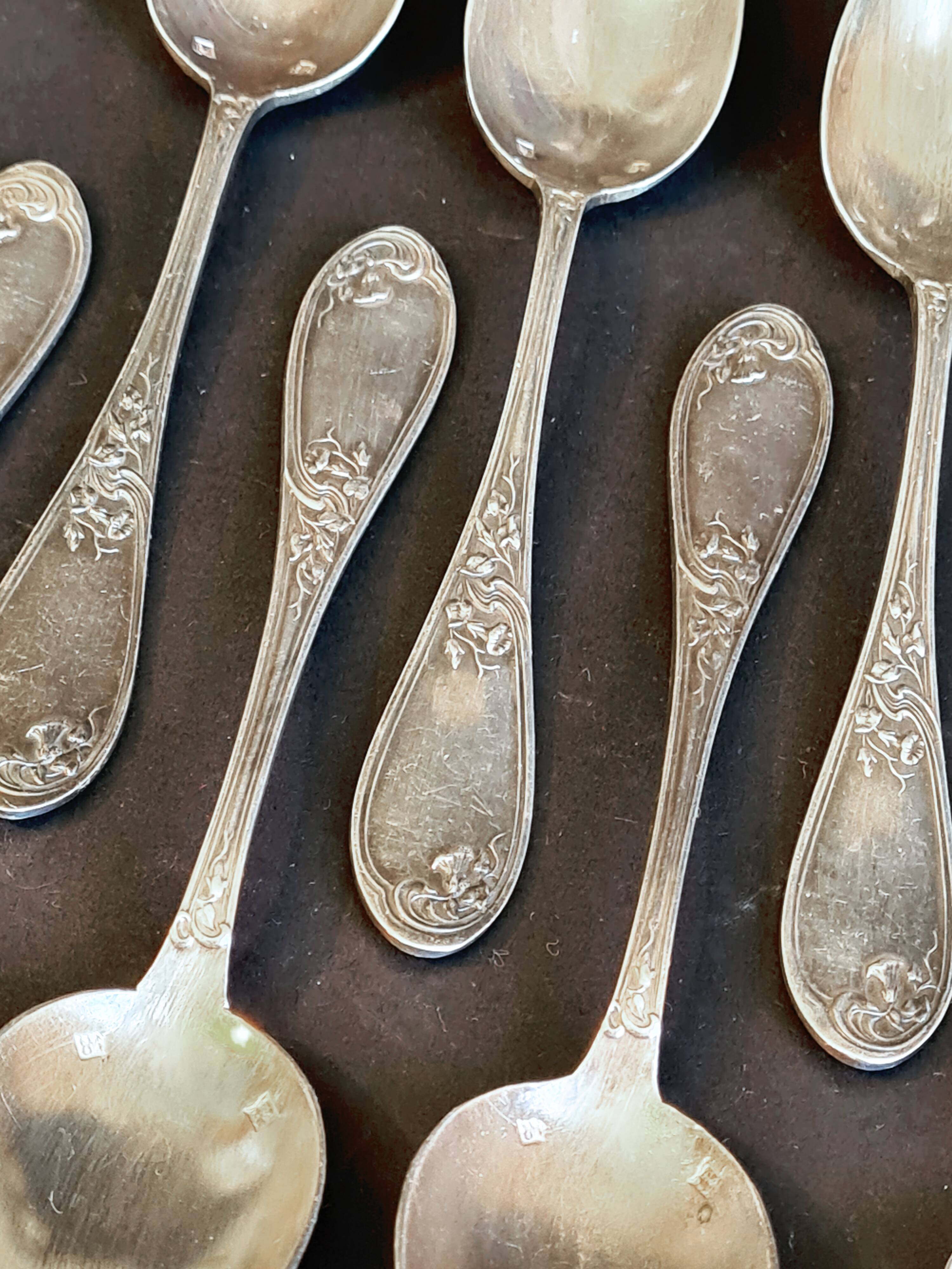 Vintage elegance: Set of 8 small silver-plated metal spoons – Ref 26
