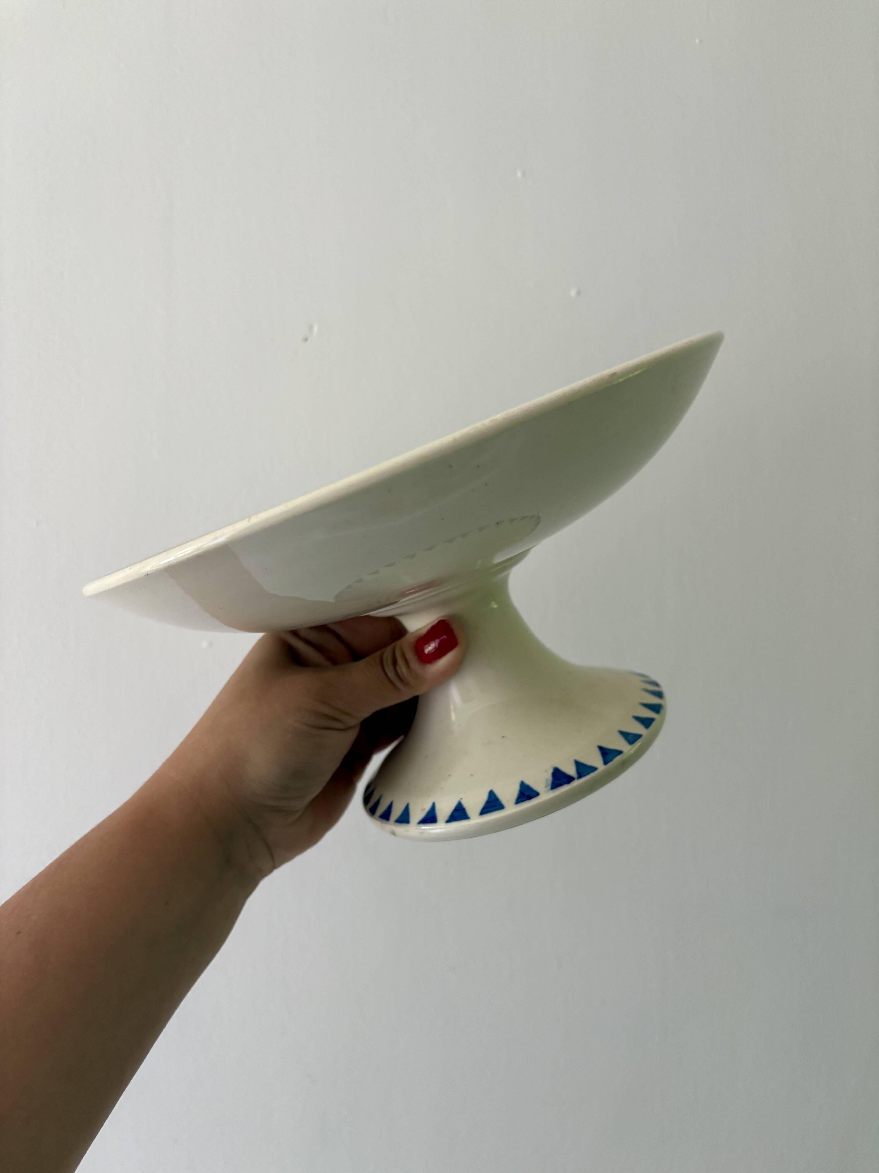 Compote dish or antique footed plate in ironstone - Laval -