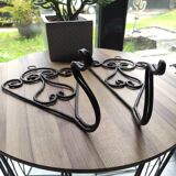 Set of 2 vintage wrought iron coat hooks / gallows / plant holders