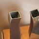 Vintage 2 curved vases Italian design space age 1970s aluminium copper