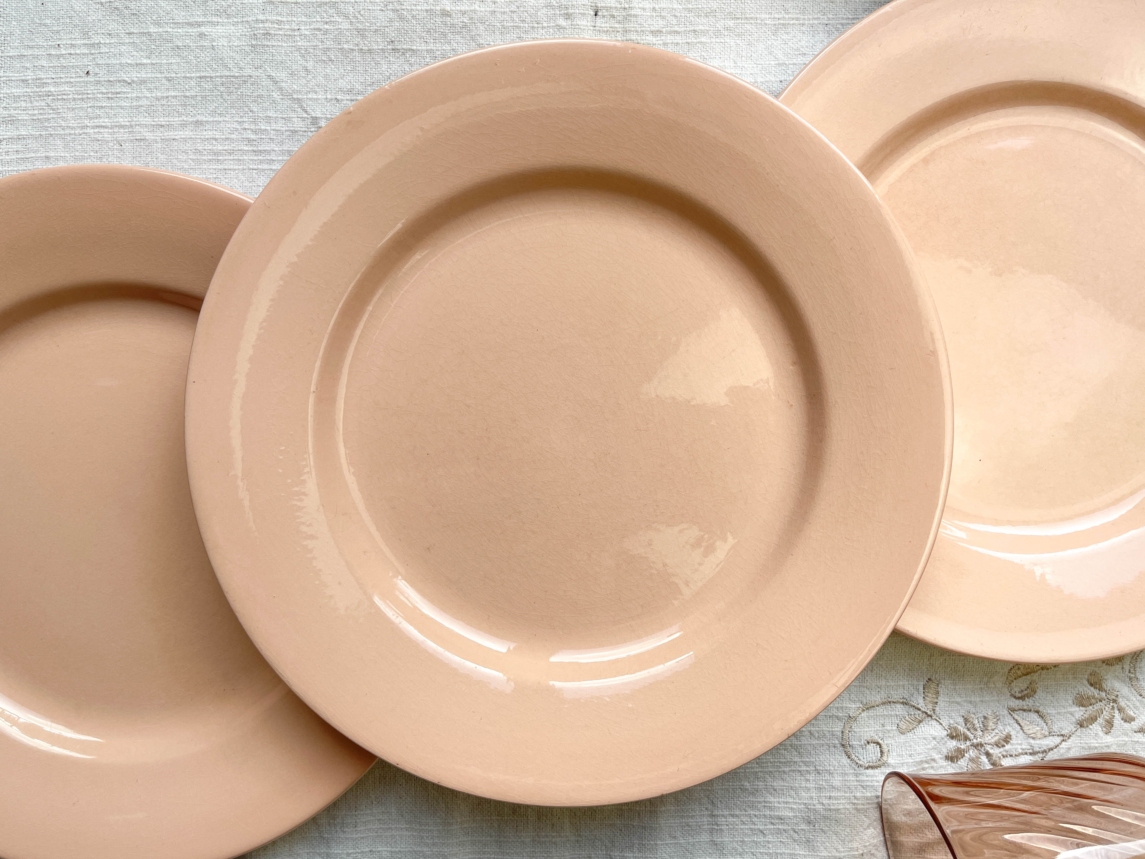 7 Flat plates Rose Digoin Sarreguemines